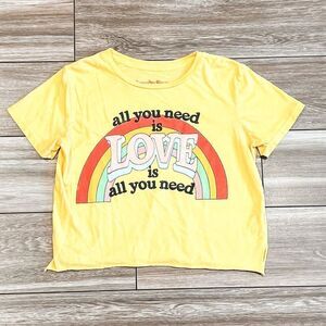Rowdy Sprout All You Need Is Love Short Sleeve Crop Tee Size 10
